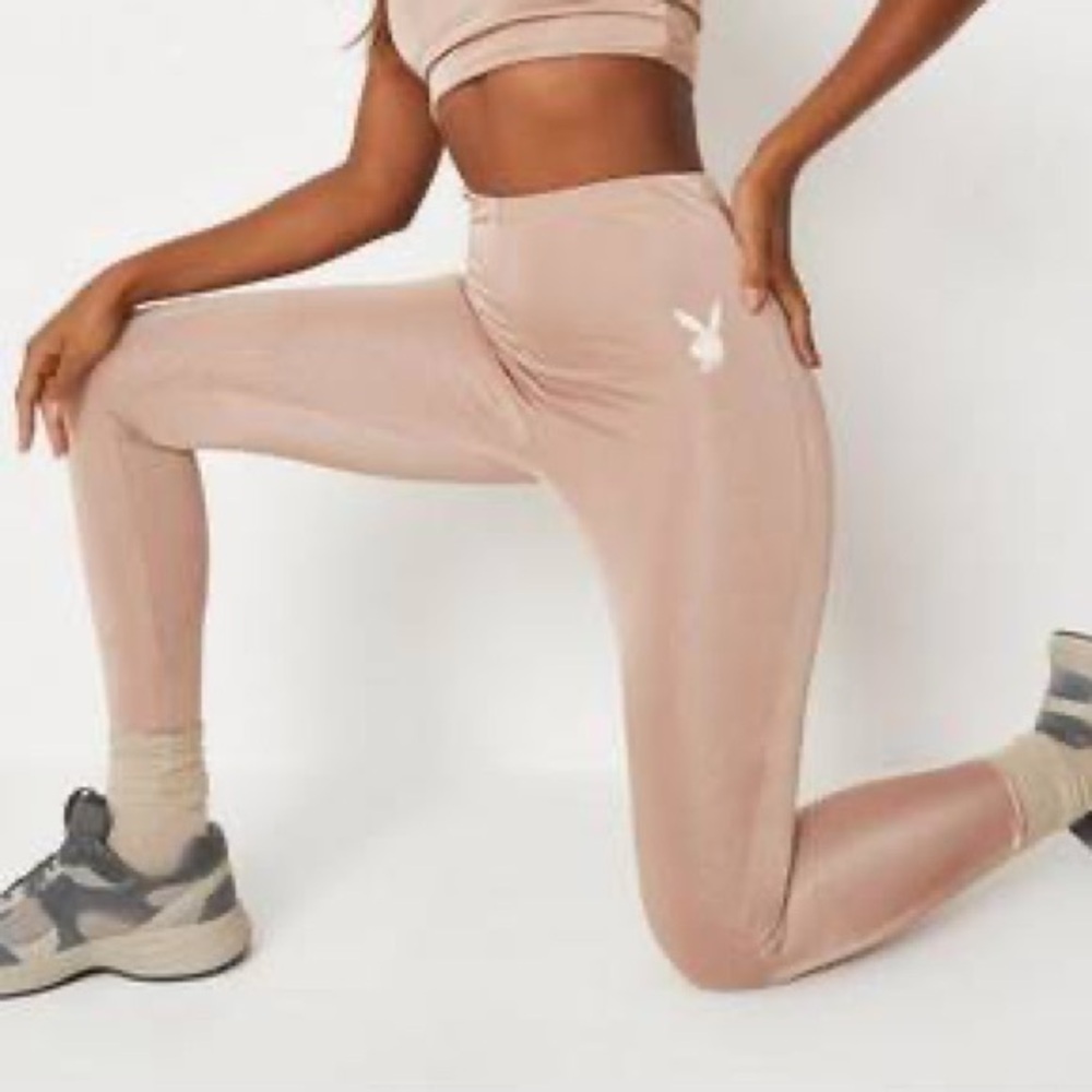 🅽🅴🆆 htf 𝐏𝐋𝐀𝐘𝐁𝐎𝐘 x Missguided Lifestyle Slinky Leggings Nude Camel, 4
